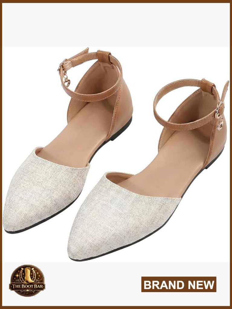 Dressy Pointed Toe Ankle Strap Flats - Comfortable Office Wedding Shoes